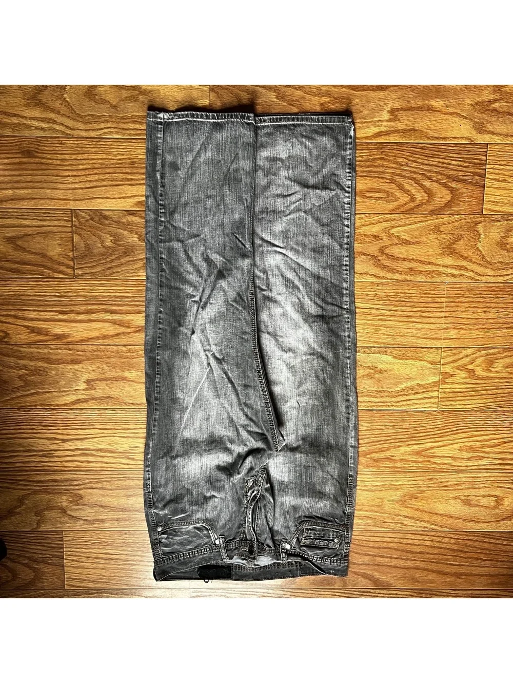 Y2K Vintage Axel Gray Wash Wide Leg Baggy Jeans Streetwear Grunge Skater Denim